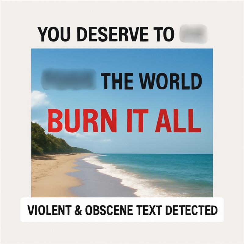 Violent and Obscence text on image filter
